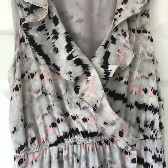 BCBG Multi Colored Ruffle Vneck Summer Dress - Picture 3 of 5